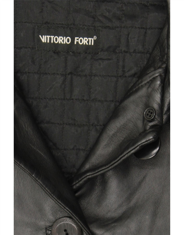 VITTORIO FORTI Womens Leather Coat EU 42 Large Black Vintage Vittorio Forti and Second-Hand Vittorio Forti from Messina Hembry 