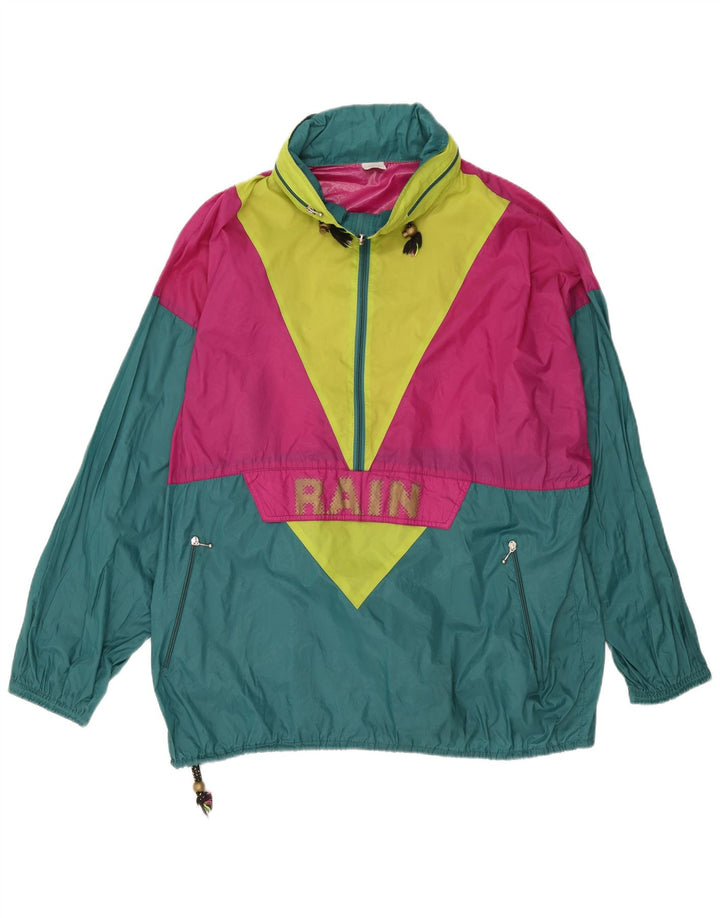 Jachetă de ploaie cu pulover grafic vintage pentru bărbați UK 42 XL, verde, color block