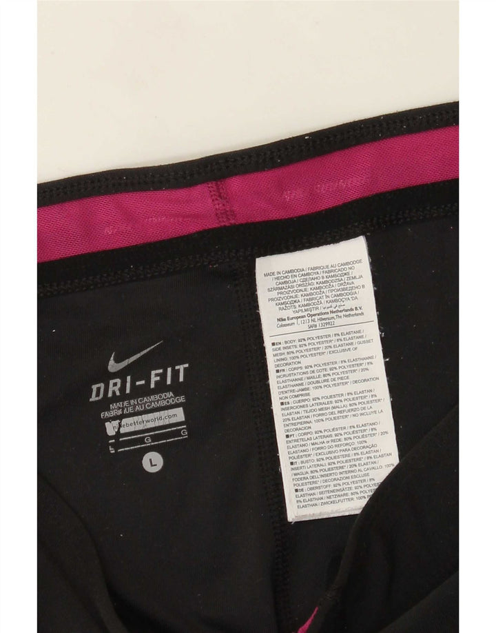 Leggings capri Nike Dri Fit pentru femei UK 14, mare, negru, poliester bloc de culoare