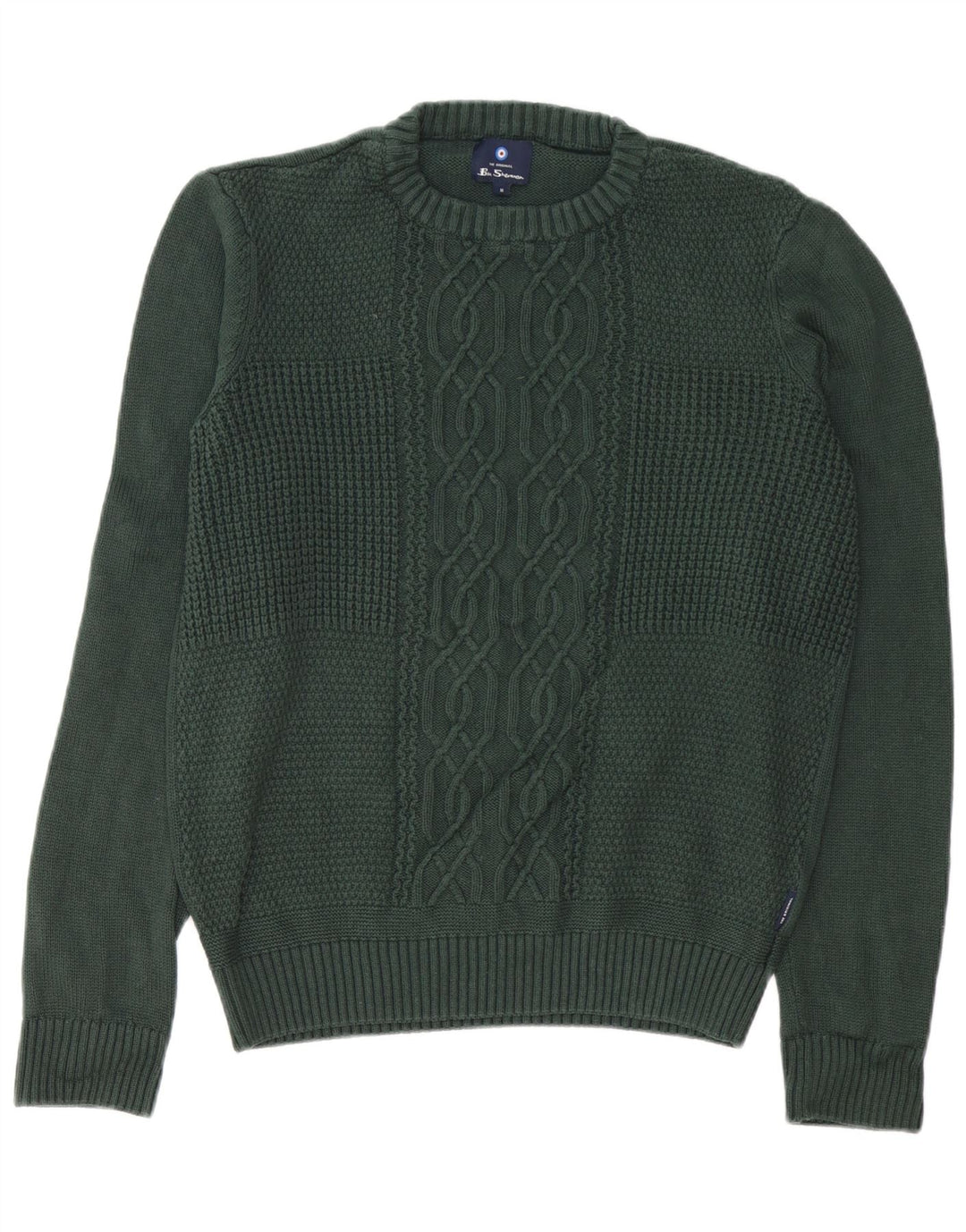 Pulover pentru bărbați Ben Sherman, cu gât crew, bumbac verde mediu