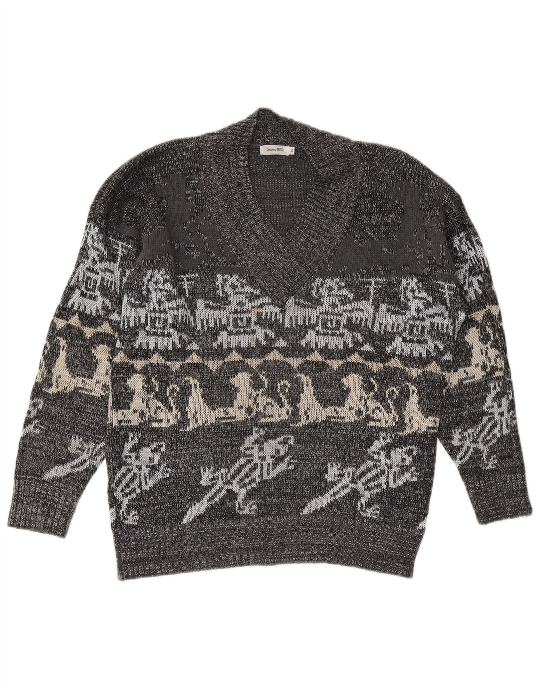 Marco Pecci Pulover pentru bărbați cu decolteu în V UK 40 Medium Gri Fair Isle