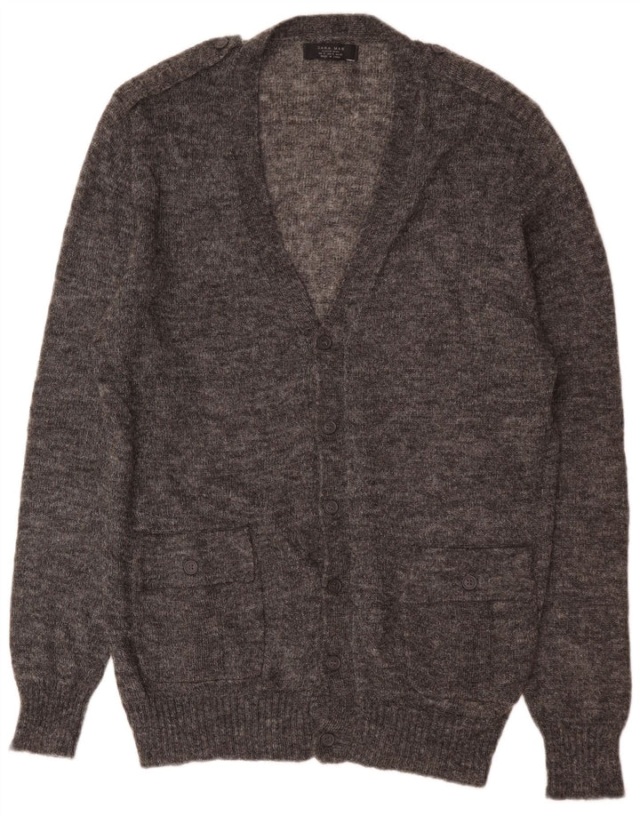 Pulover cardigan pentru bărbați Zara XL, gri acrilic pete