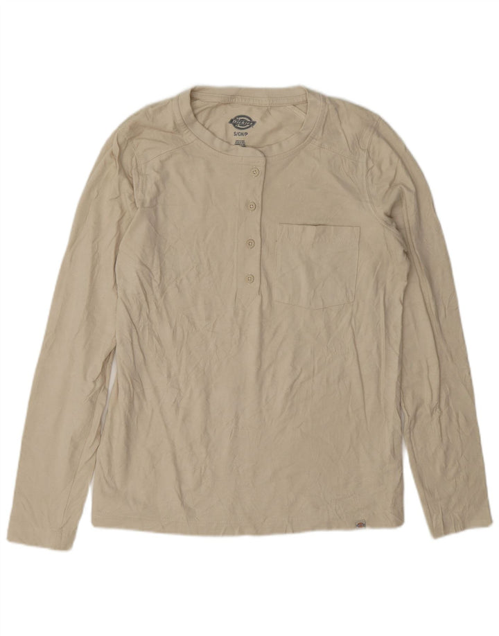 Top pentru femei Dickies cu mânecă lungă UK 10 mic, bej, bumbac