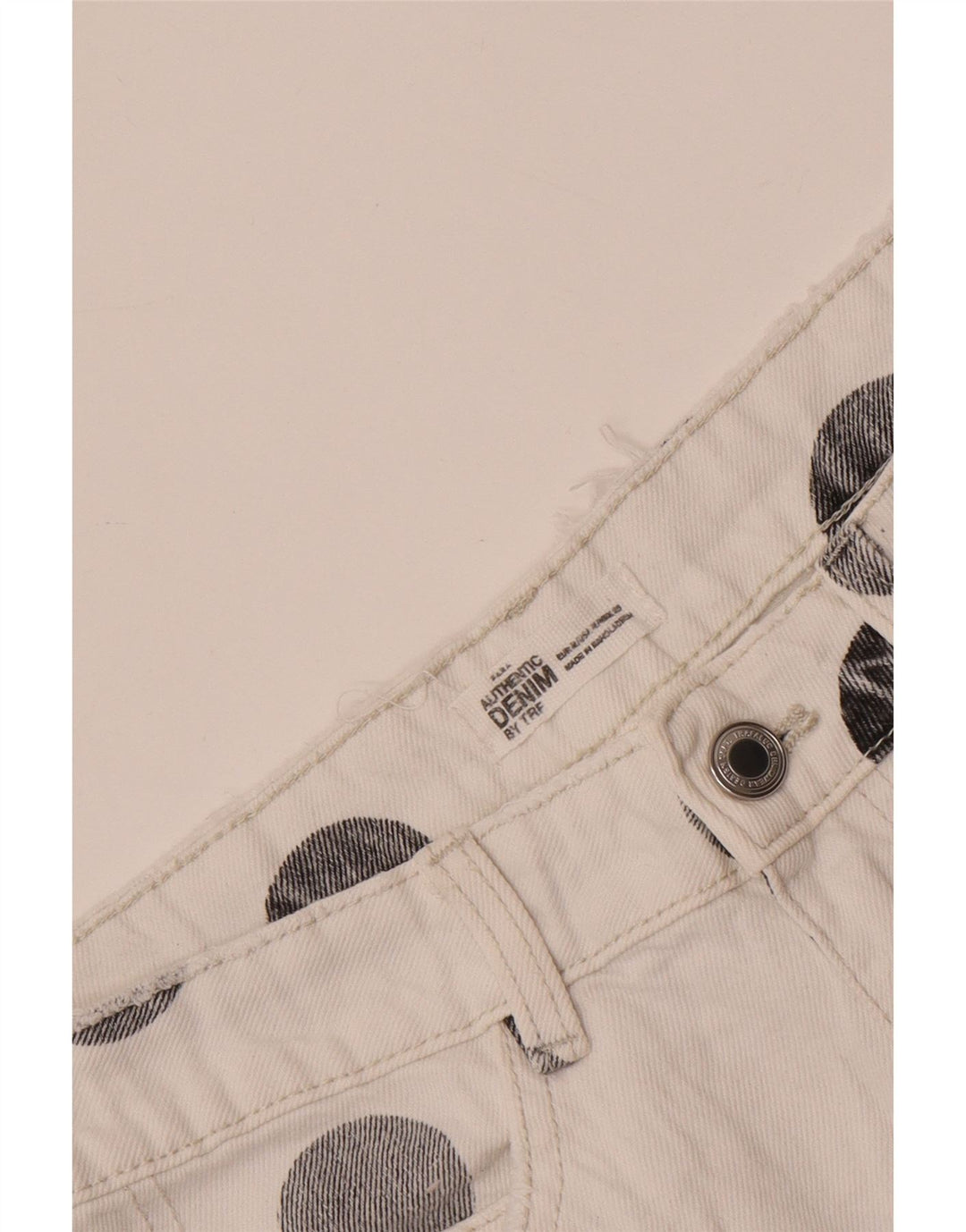 Fusta Mini Denim Trafaluc pentru Damă Zara Mediu W28 Buline Albe