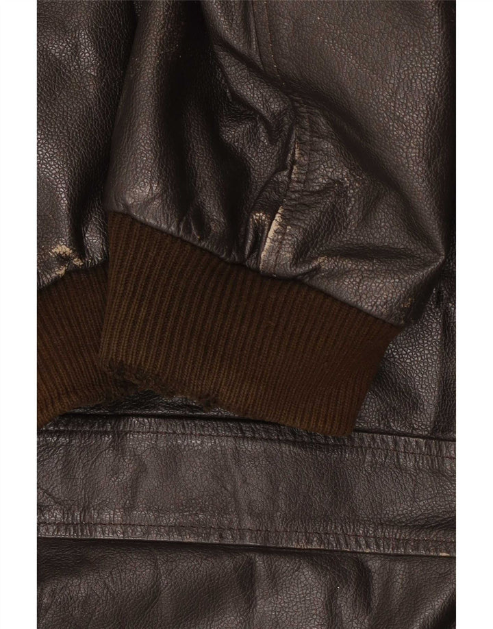 Jachetă militară din piele vintage pentru bărbați IT 56 3XL maro