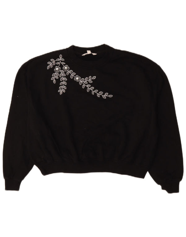 Pulover supradimensionat pentru femei Marks & Spencer UK 10 Mic Negru Floral