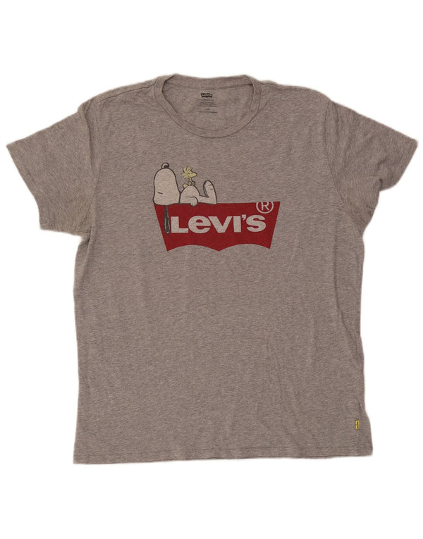 Tricou cu grafic Levi's Peanuts pentru bărbați Top mare din bumbac cu pete gri
