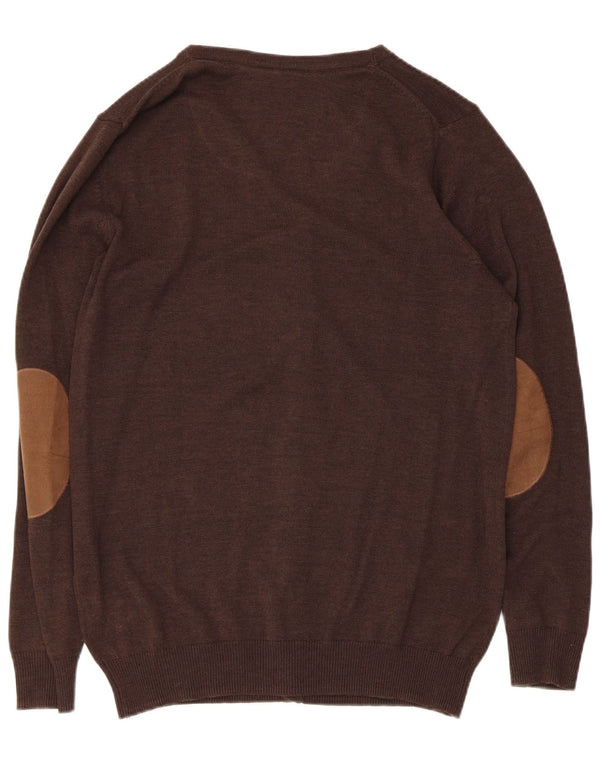 Pulover cardigan vintage pentru bărbați UK 38/40 bumbac maro mediu