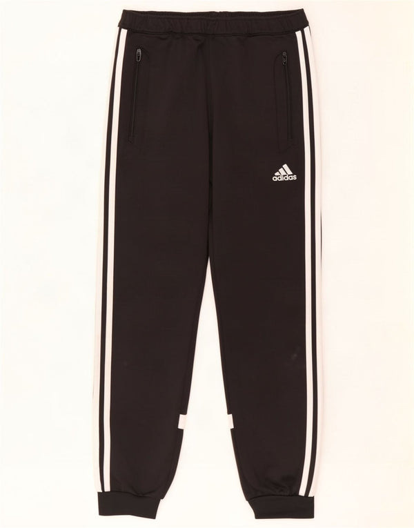 Adidas Boys Tracksuit Trousers Joggers 13-14 Years Large Black Colourblock