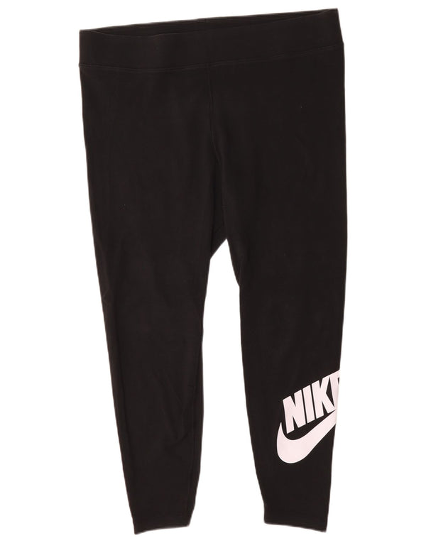 Leggings crop grafic Nike pentru femei UK 18 XL bumbac negru