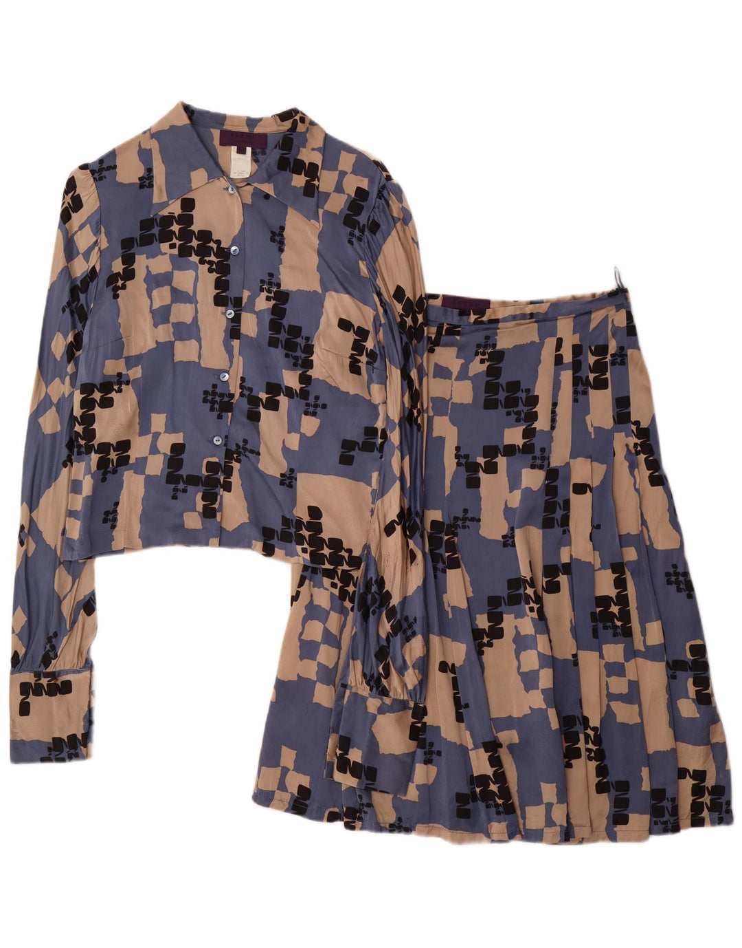 Set fuste 2 piese LES COPAINS pentru femei IT 42 Medium W28 Blue Geometric Matase