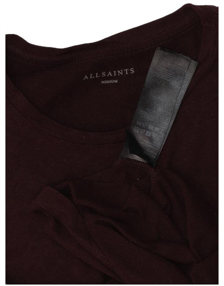 All Saints Top pentru bărbați cu mânecă lungă din bumbac burgundy mediu