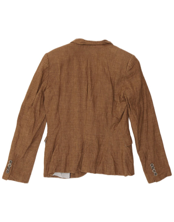 Blazer pentru femei Zara, cu 1 nasture, UK 14, in maro mediu