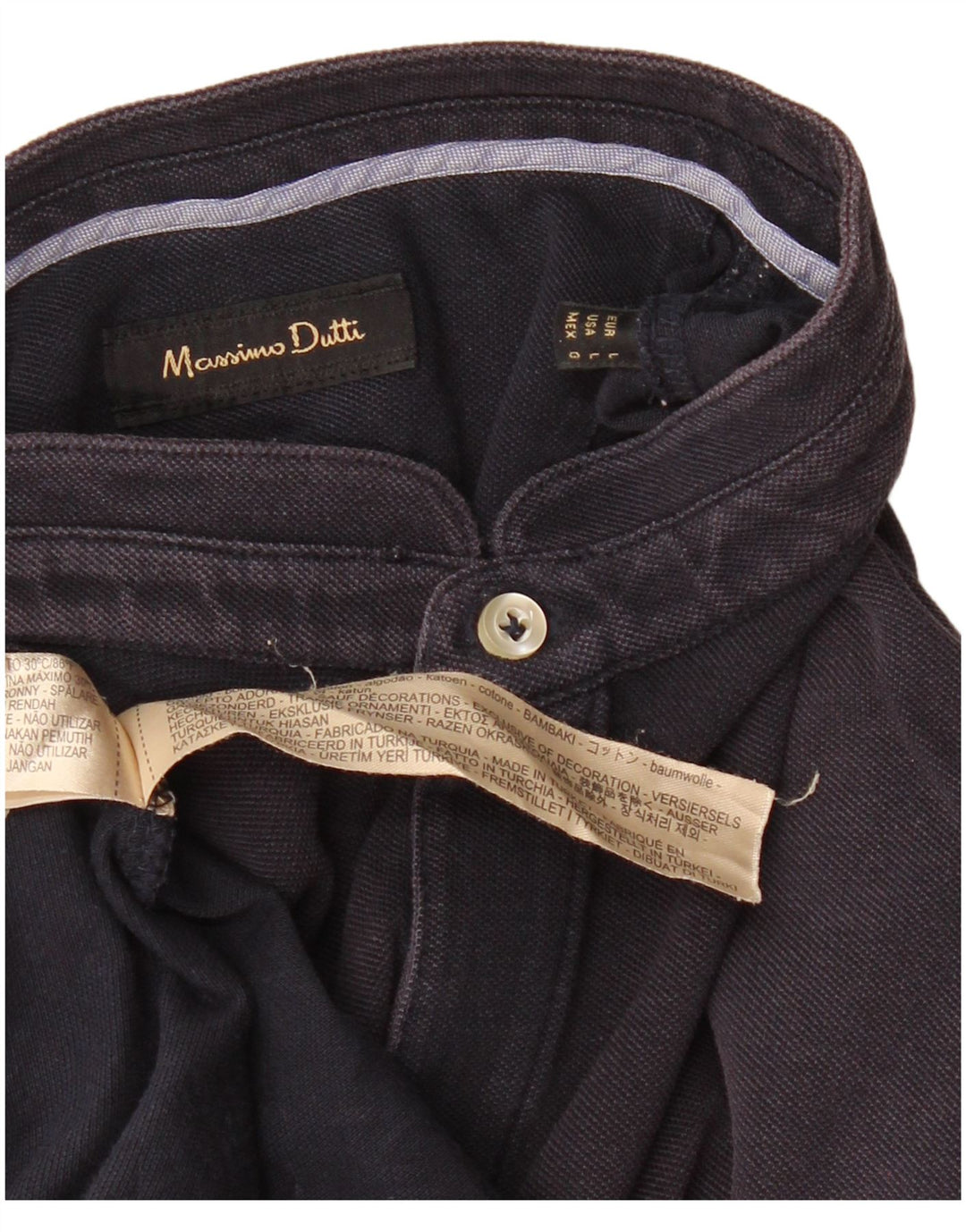 Tricou polo pentru bărbați MASSIMO DUTTI Bumbac mare, albastru bleumarin