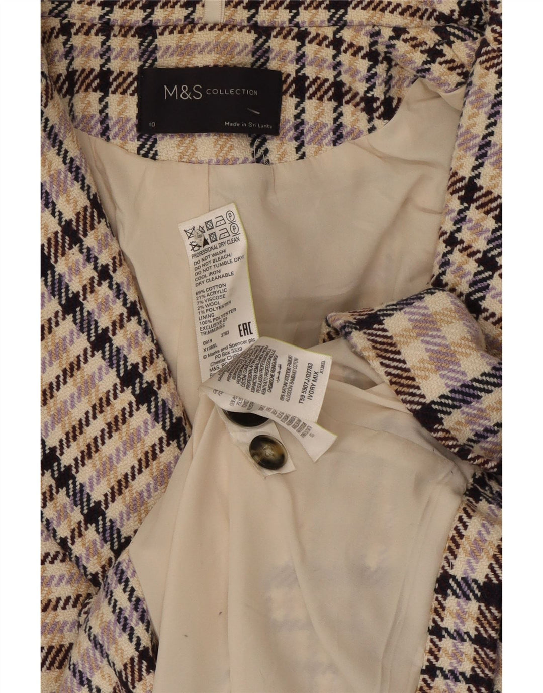 Marks & Spencer jachetă blazer pentru femei UK 10 mic, multicolore, carouri