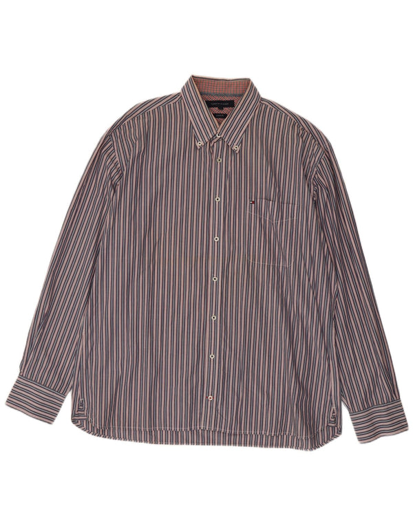 Cămașă personalizată pentru bărbați Tommy Hilfiger, bumbac cu dungi albastre 2XL
