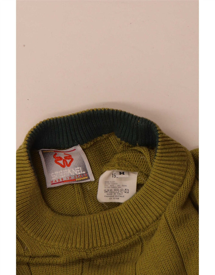 Pulover pentru bărbați Stefanel cu gât crew, bumbac color bloc verde mediu