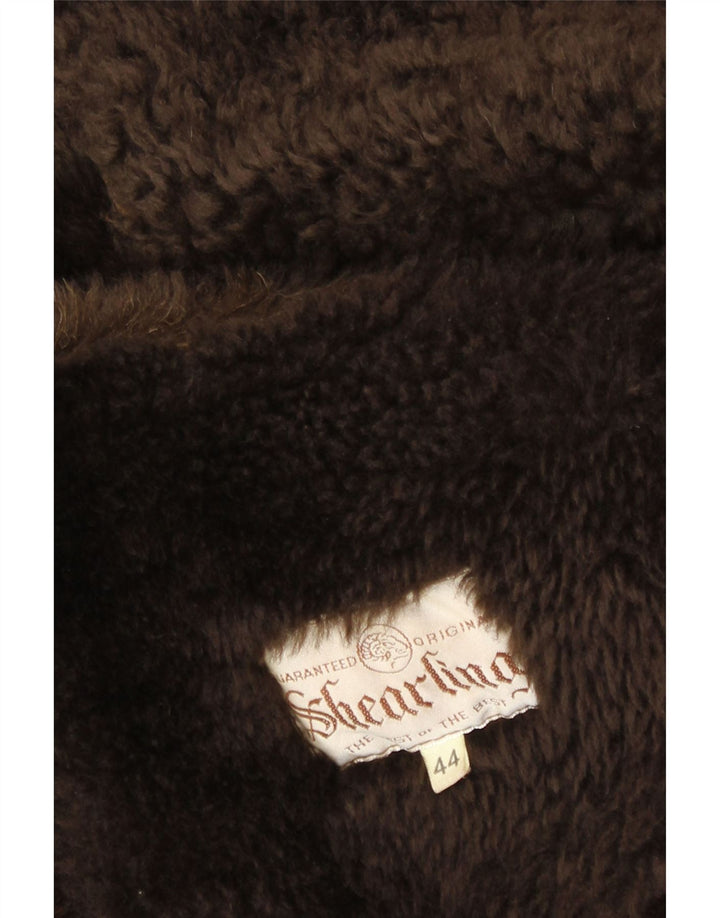Palton din shearling vintage pentru femei, cu ajustare largi, IT 44, maro mediu, iarnă