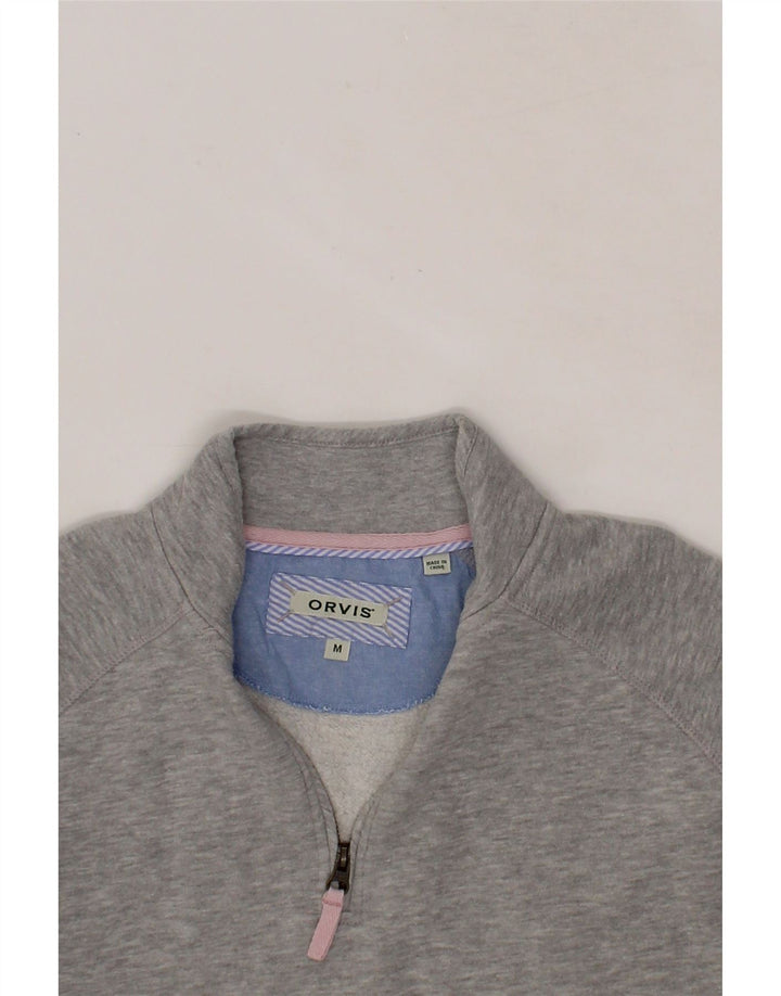 ORVIS Womens Zip Neck Sweatshirt Jumper Medium Grey Cotton Vintage Orvis and Second-Hand Orvis from Messina Hembry 