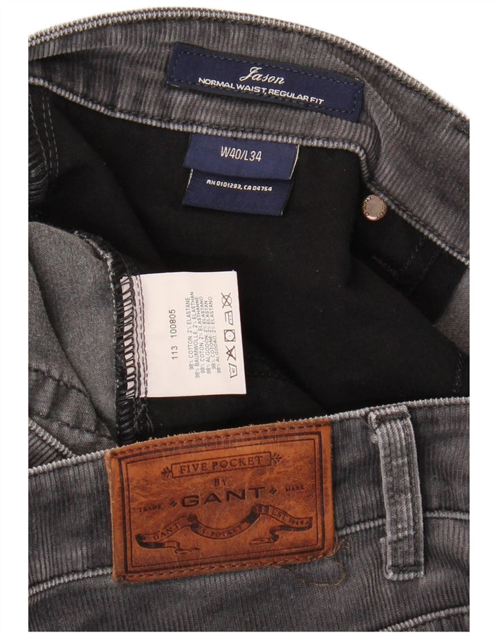 GANT Pantaloni drepti din catifea pentru bărbați Jason, cu ajustare normală, L40 L34, bumbac gri