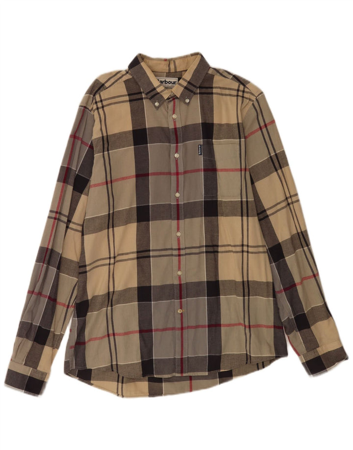 Cămașă pentru bărbați Barbour Tailored Fit, mare, bej, cu carouri din bumbac