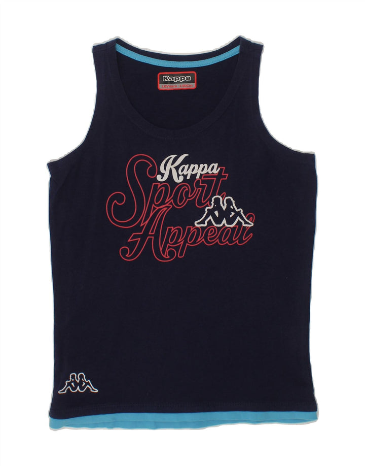 KAPPA Boys Graphic Vest Top 9-10 Years Navy Blue Cotton Vintage Kappa and Second-Hand Kappa from Messina Hembry 