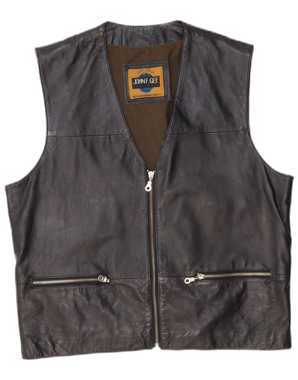 Vestă din piele pentru bărbați VINTAGE, piele neagră medie