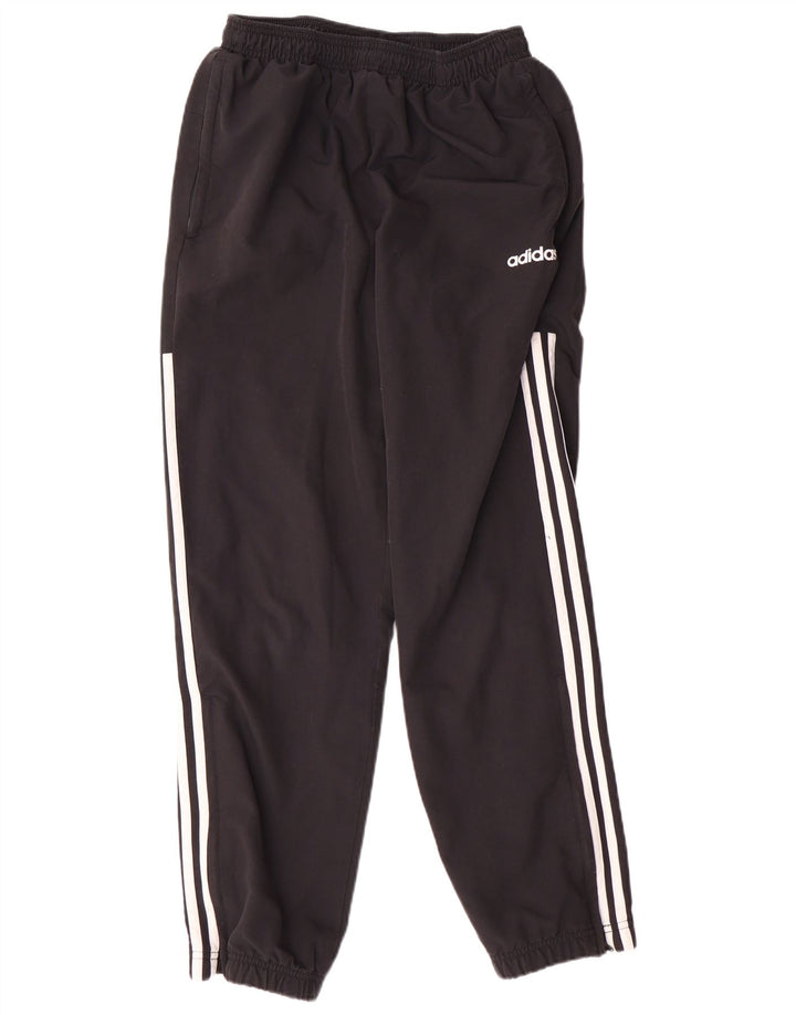 Pantaloni de trening Adidas pentru bărbați, poliester cu dungi medii, negre