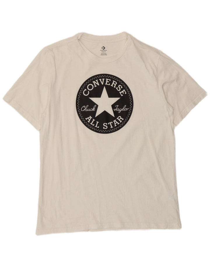 Tricou grafic Converse pentru bărbați Top mare din bumbac alb