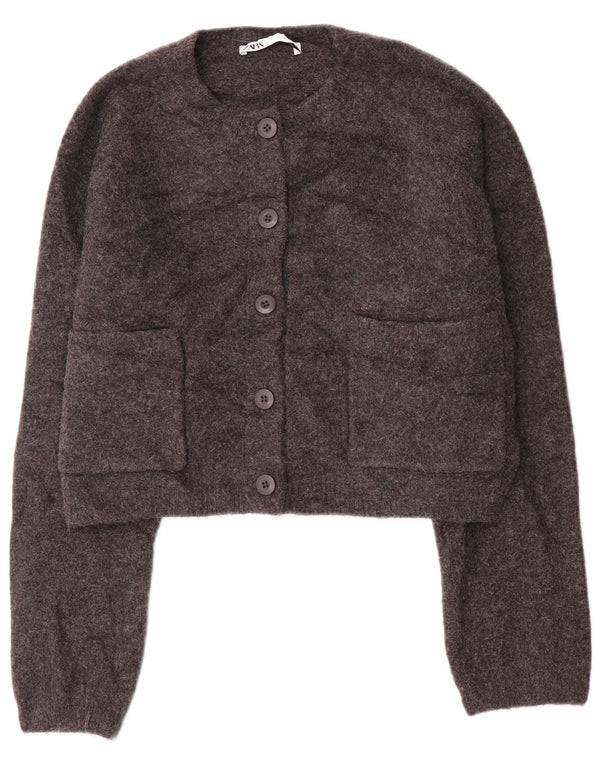 Pulover cardigan supradimensionat pentru femei Zara UK 10 Mic gri acrilic