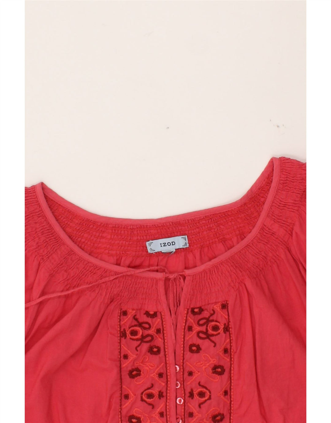 IZOD Womens 3/4 Sleeve Blouse Top UK 12 Medium Pink Cotton Vintage Izod and Second-Hand Izod from Messina Hembry 