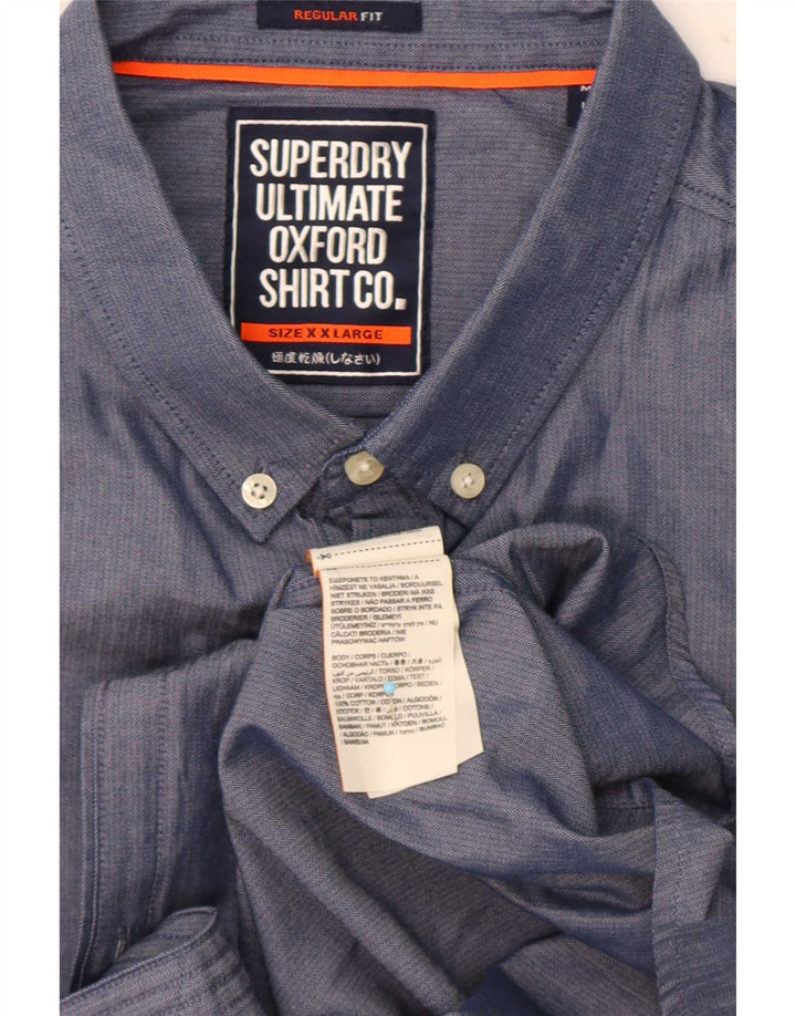 Cămașă Superdry pentru bărbați, cu mânecă scurtă, în formă regulată, 2XL, bumbac albastru