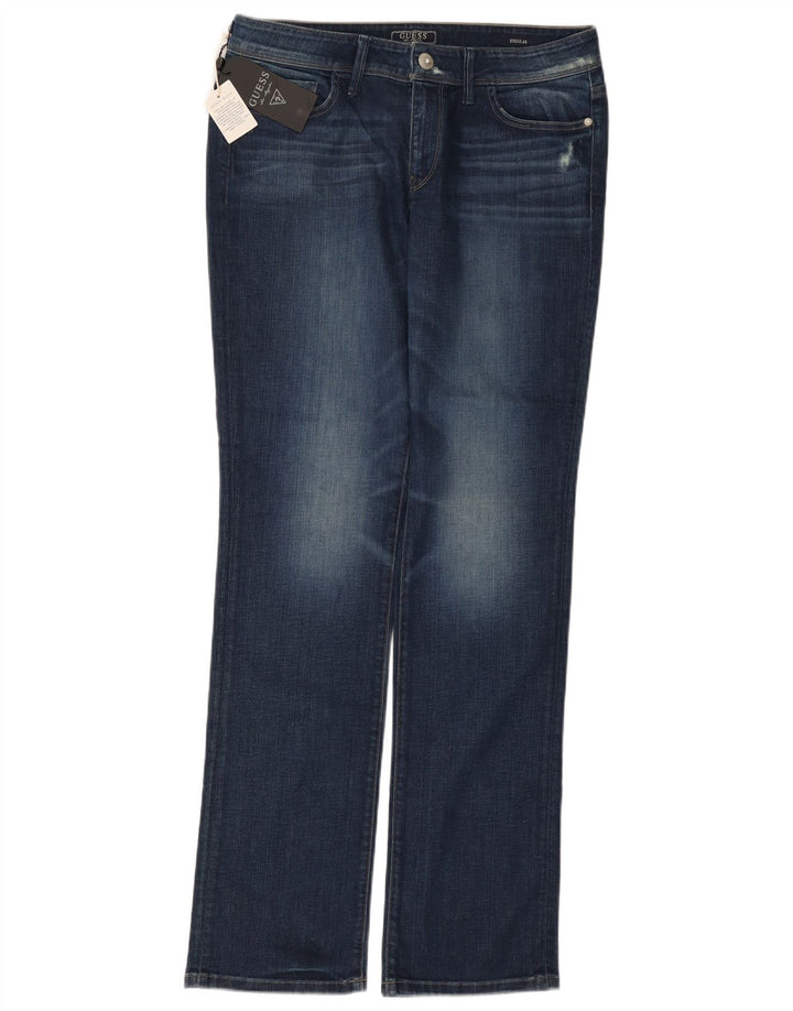 Blugi drepti Guess pentru femei, cu ajustare normală, L33 L34, bumbac albastru
