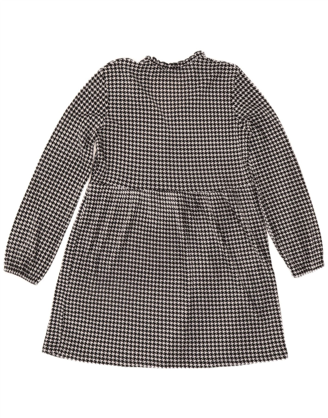 Zara Womens Long Sleeve A-Line Dress UK 14 Medium Black Houndstooth