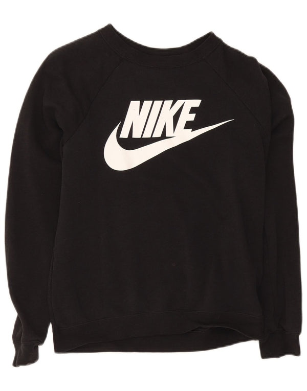 Pulover supradimensionat cu grafic Nike pentru femei UK 6 XS Bumbac negru