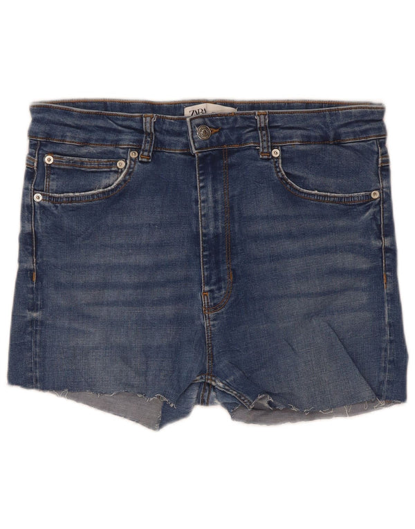 Pantaloni scurți din denim skinny pentru femei cu talie înaltă Zara EU 44 XL W34 Albastru