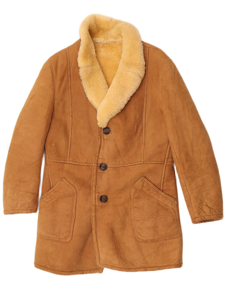 Jachetă vintage pentru bărbați din shearling IT 50 Large Brown