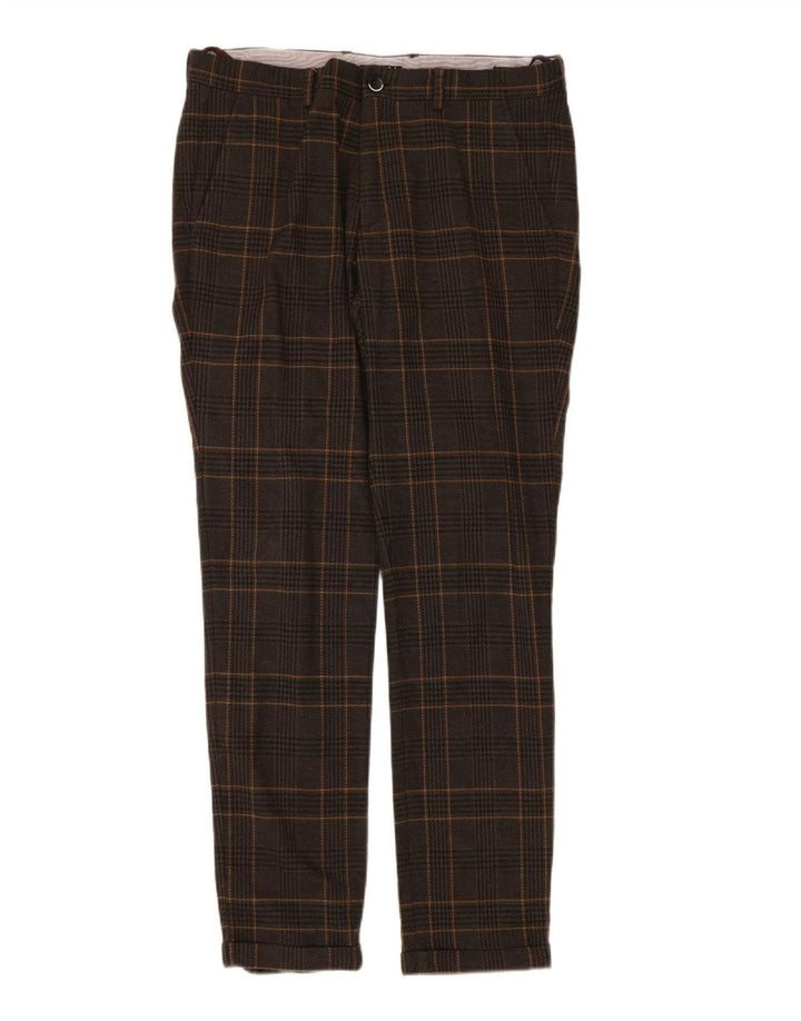 Pantaloni chino subțiri pentru bărbați Sisley IT 48 Medium W34 L31 Brown Houndstooth
