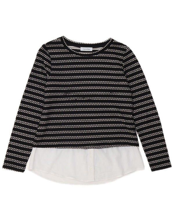CALVIN KLEIN Top pentru femei cu mânecă lungă UK 12 Medium Black Dunge