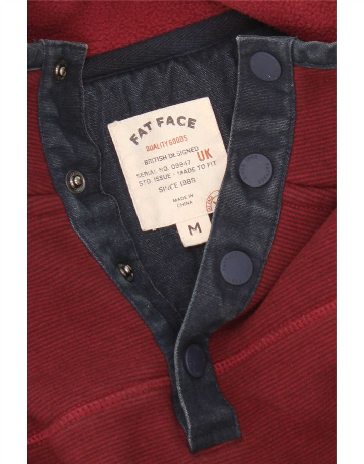 Hanorac pentru bărbați Fat Face cu gât cu nasturi Pulover Medium Burgundy Pinstripe