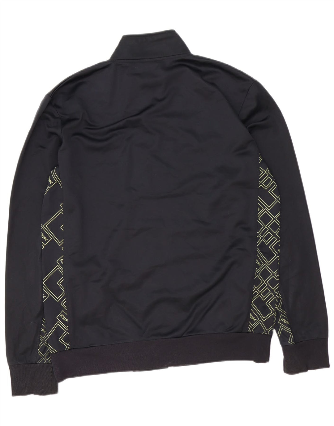 Jachetă pentru trening grafic REEBOK pentru bărbați, poliester geometric negru mediu