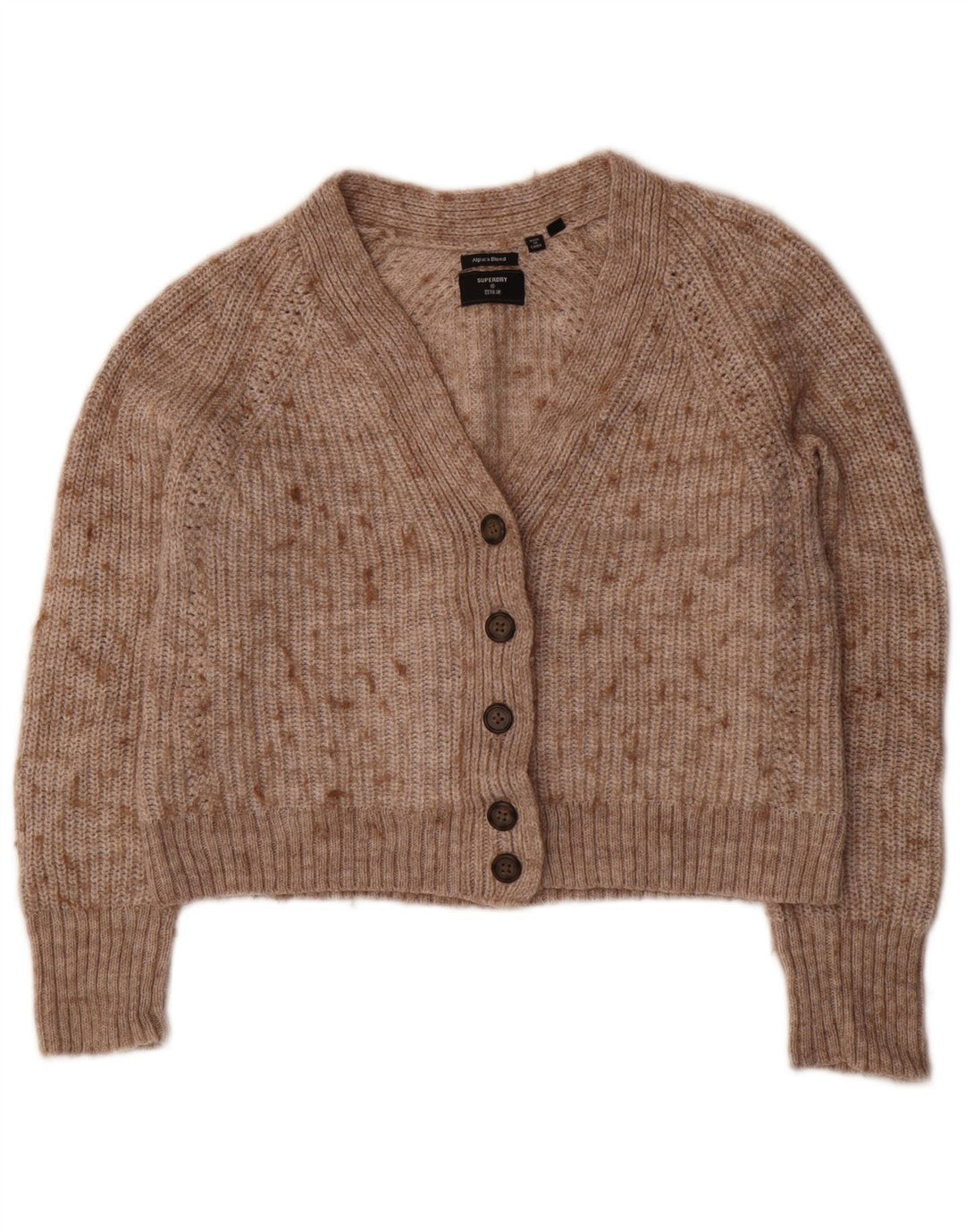 Pulover cardigan supradimensionat Superdry pentru femei UK 10 mic bej cu pete