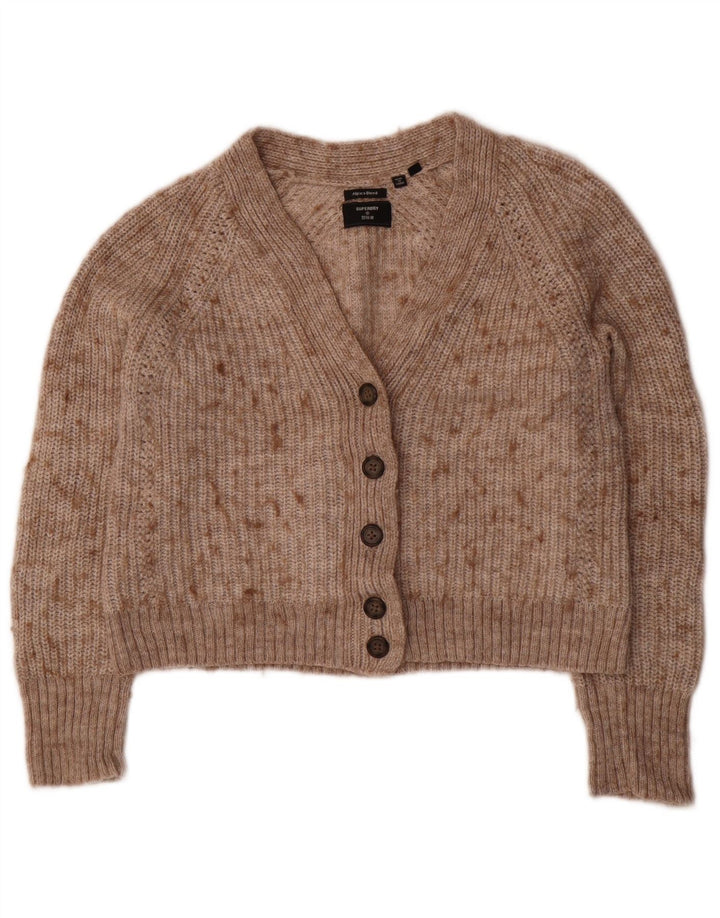 Pulover cardigan supradimensionat Superdry pentru femei UK 10 mic bej cu pete