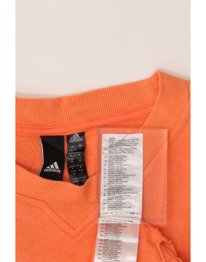 ADIDAS Womens Oversized Sweatshirt Jumper UK 8/10 Small Orange Colourblock