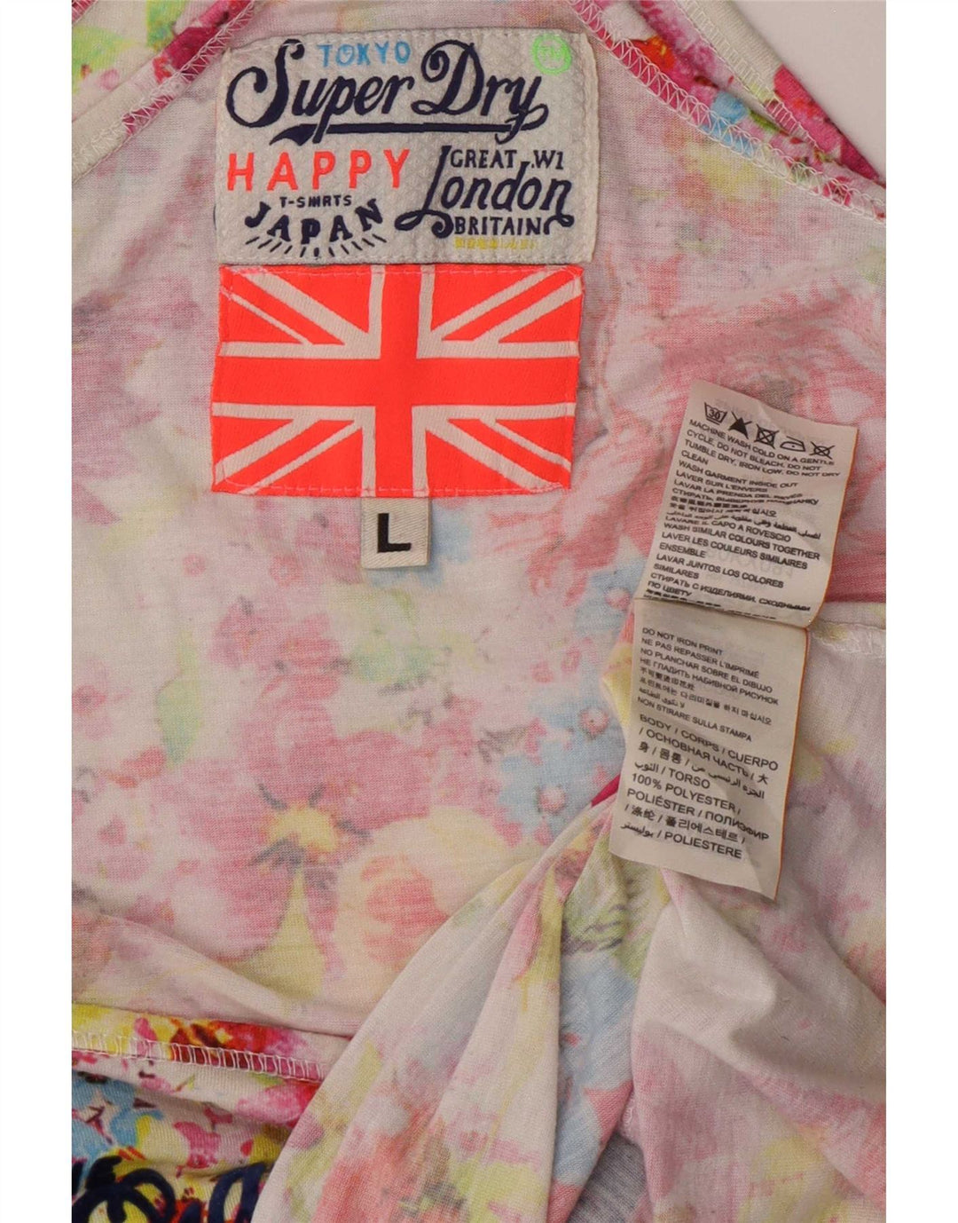 Top cu vestă grafică pentru femei Superdry UK 16 Poliester floral multicolor mare