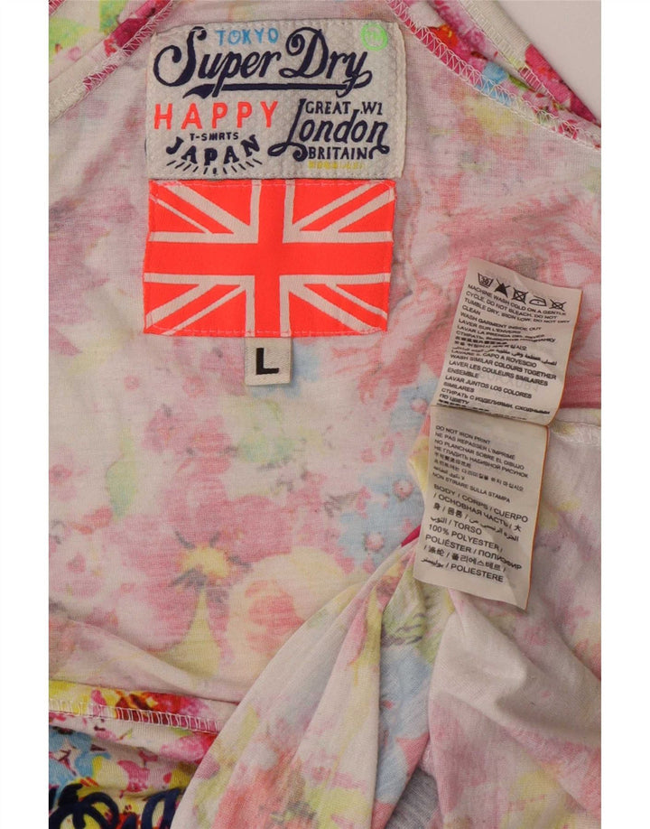 Top cu vestă grafică pentru femei Superdry UK 16 Poliester floral multicolor mare