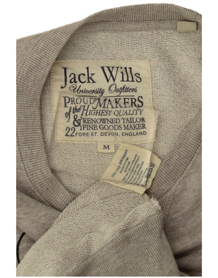 Pulover cu grafic pentru bărbați Jack Wills, bumbac cu pete, gri mediu