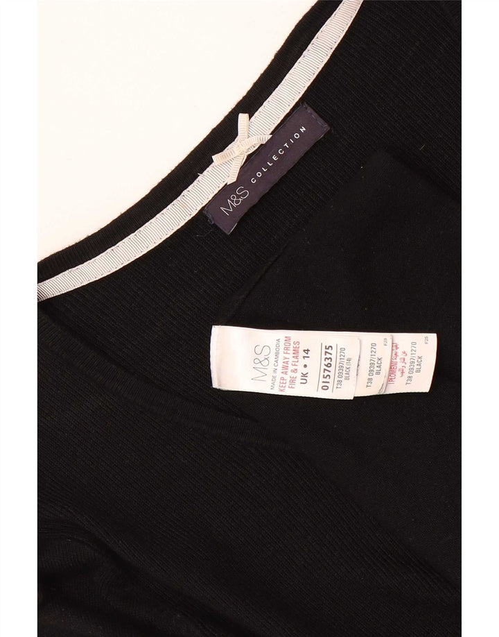 Top cu tunică cu mâneci 3/4 pentru femei Marks & Spencer UK 14 Medium Black Viscose