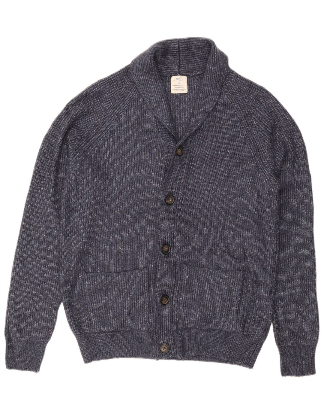 Pulover cardigan pentru bărbați Marks & Spencer, poliamidă, albastru bleumarin mediu