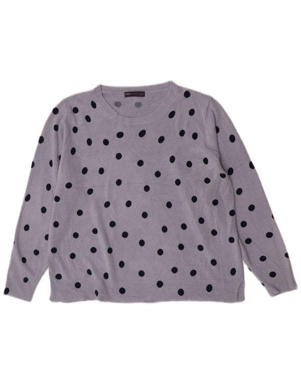 Pulover pentru femei Marks & Spencer cu gât de barcă UK 22 3XL Blue Polka Dot